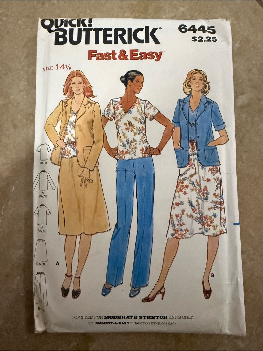 Butterick Vintage Sewing Pattern: Women's Skirt, pants, shirt, and jacket
